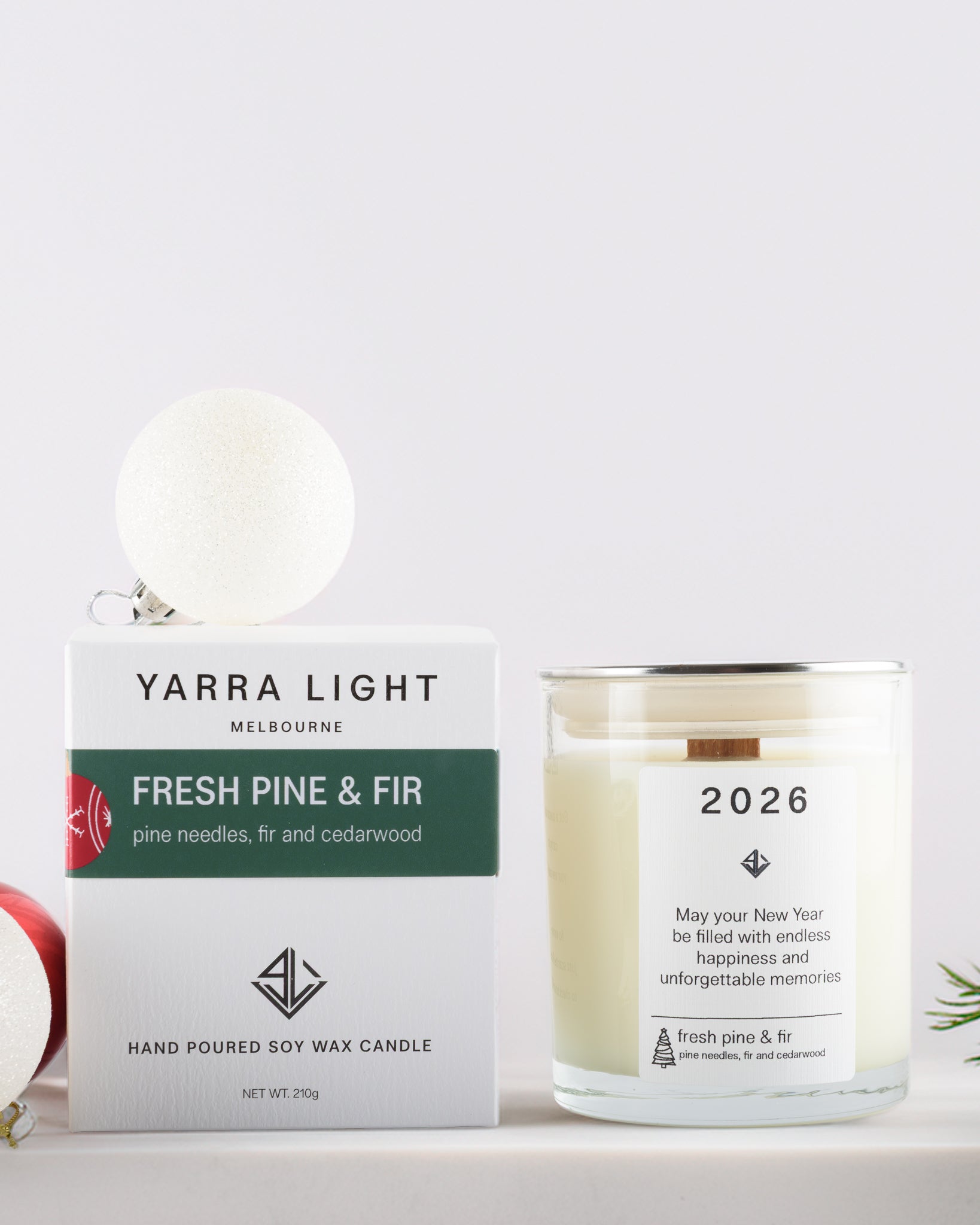 Yarra Light soy wax scented candle with packaging on a white background