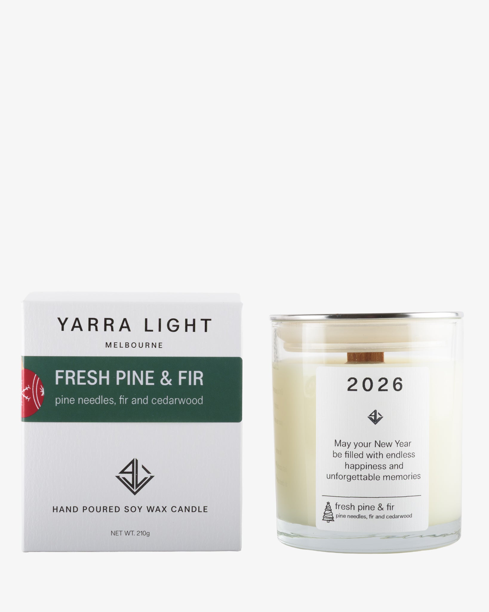 Yarra Light soy wax scented candle with packaging on a white background