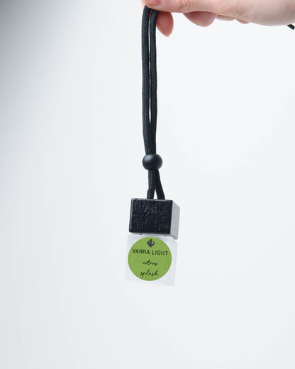 Citrus Splash hanging car diffuser, long-lasting citrus car air freshener in a stylish glass bottle.